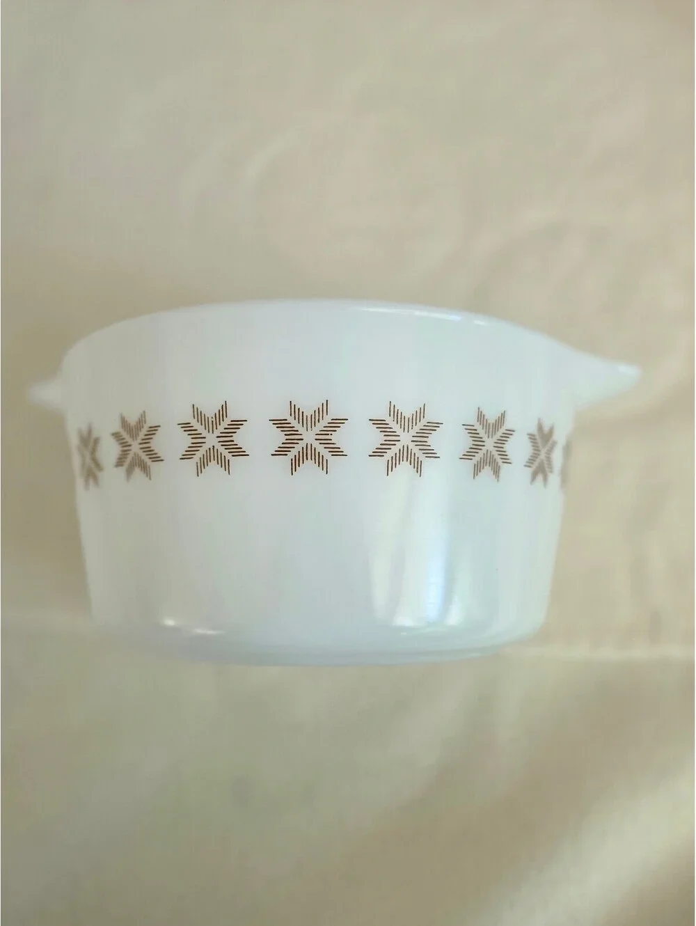 Vintage Pyrex Town and Country Cinderella Mixing Bowl 1.5 Pint White Brown Starb